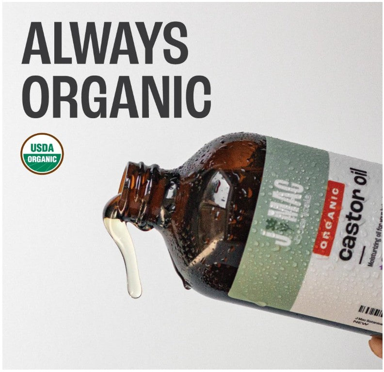 J Mac Botanicals Organic Castor Oil Cold Pressed (Glass Bottle, 473Ml), Pure Oil, Hexane Free, For Face, Skin, Eyelashes