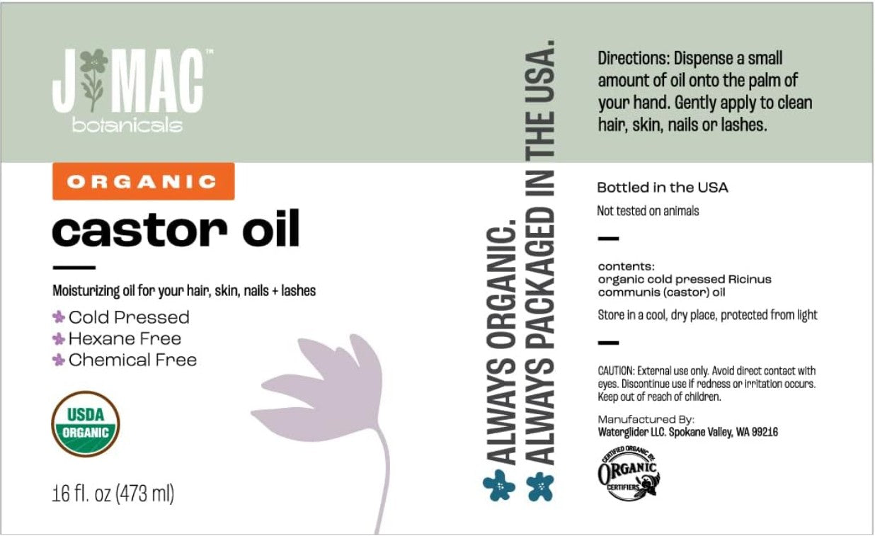 J Mac Botanicals Organic Castor Oil Cold Pressed (Glass Bottle, 473Ml), Pure Oil, Hexane Free, For Face, Skin, Eyelashes