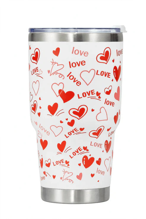 Love Print Stainless Steel Travel Tumbler